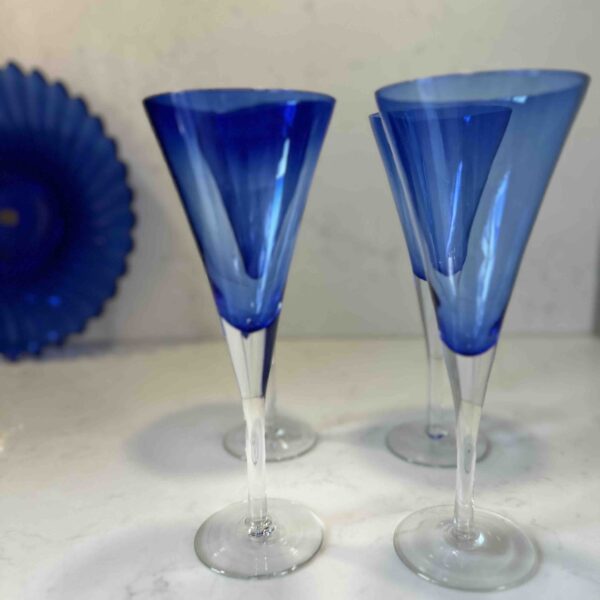Vintage blue champagne flutes